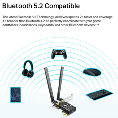 Card mạng không dây TP-Link PCI-E Archer TX20E (Chuẩn AX/ AX1800Mbps/ 2 Ăng-ten ngoài/ Bluetooth)