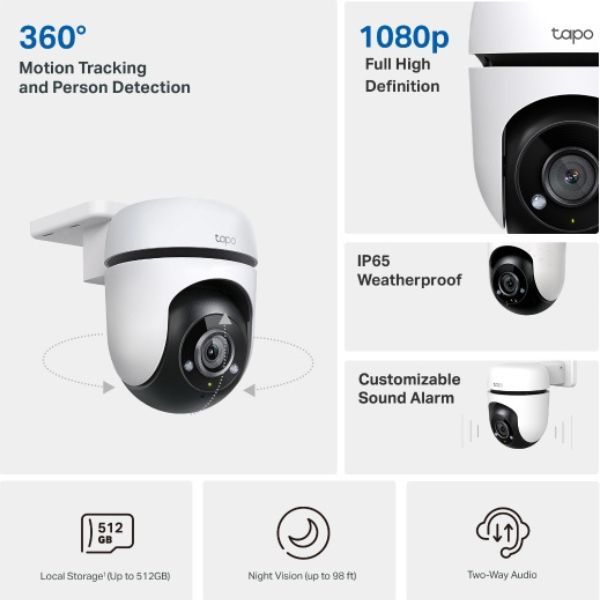 Camera ip wifi ngoài trời TP-Link Tapo TC40 (1080P 2MP/ Quay quét)