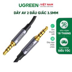 Dây âm thanh 3.5mm UGREEN AV183 – 2 đầu giắt kết nối mạ vàng, vỏ bện vải mềm mại, dài 1.5m