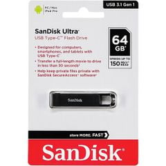 USB SANDISK 64GB USB TYPE C ULTRA SDCZ460-064G-G46 MÀU ĐEN