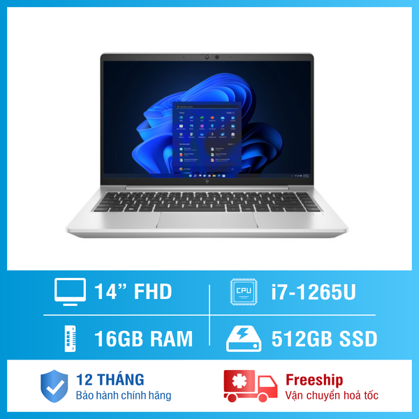 Laptop - Máy tính xách tay HP Elitebook 640 G9 (Intel i7 - 1265u, Ram 16Gb – SSD 512Gb – 14″ FHD – Win 11 Pro) 6K6S3UC