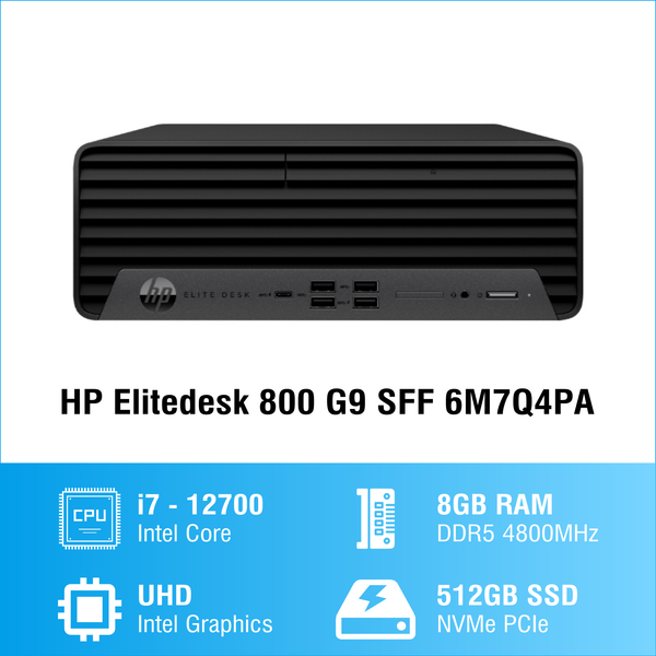Máy tính để bàng đồng bộ HP Elitedesk 800 G9 SFF (i7-12700/8GB RAM/512GB SSD/DVDRW/WL+BT/K+M/Win 11 Pro) (6M7Q4PA)