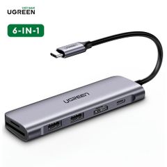 Bộ chuyển đổi Type C sang HDMI, USB 3.0, đọc thẻ SD/TF, hỗ trợ sạc PD Ugreen 70411