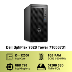 Máy tính để bàn Dell OptiPlex Tower 7020, i5-12500, 8GB, 512GB SSD, Intel UHD Graphics 770, KB, M, Win 11 Home, 1Y (7020T-71050731)