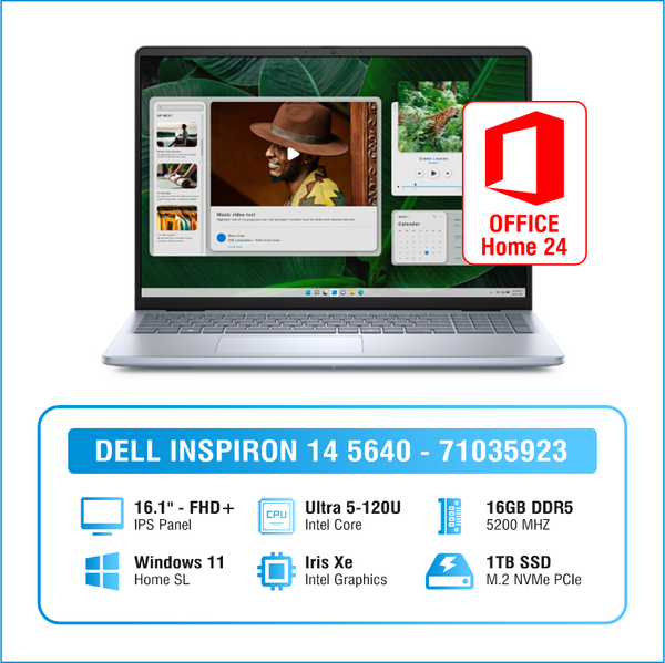 Laptop - Máy tính xách tay Dell Inspiron 16 5640 71053723, Core 5-120U, 16GB, 1TB SSD, Intel Graphics, 16