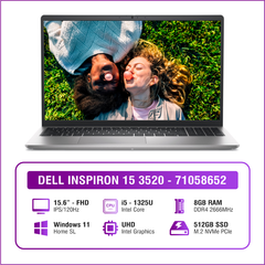 Laptop - Máy tính xách tay Dell Inspiron 15 3520, i5-1235U, 8GB, 512GB SSD, Intel UHD Graphics, 15.6