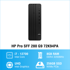 Máy bộ HP 280 Pro G9 SFF (72K94PA) Đen ( i7-12700 (upto 4.9GHz, 25MB)/8GB DDR4/256GB/ Intel UHD/ Win 11SL)