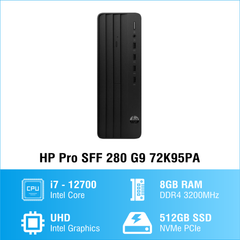 Máy tính để bàn đồng bộ PC HP 280 Pro G9 SFF 72K95PA (Core i7-12700, 8GB RAM, 512 GB SSD, Wifi+Bluetooth, USB Keyboard & Mouse, Windows 11 Home)