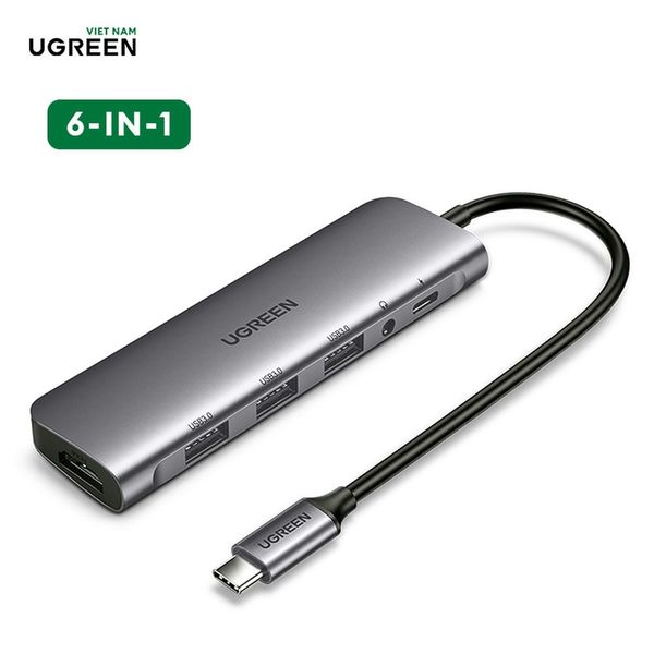 Bộ chuyển đổi Type C sang HDMI, 3xUSB 3.0, 1xAUX3.5mm, 1xPD  Ugreen 80132