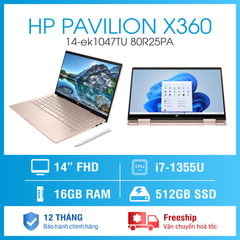 Laptop - Máy tính xách tay HP Pavilion X360 14-ek1047TU 80R25PA (Intel Core i7-1355U | 16GB | 512GB | Intel Iris Xe | 14 inch FHD | Cảm ứng | Win 11 | Vàng)