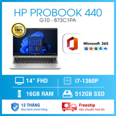 Laptop - Máy tính xách tay HP ProBook 440 G10 873C1PA (Intel Core i7-1360P | 16GB | 512GB | Intel Iris Xe | 14 inch FHD | Cảm ứng | Win 11 | Bạc)