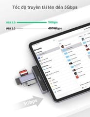 Hub chuyển đổi iPad Pro UGREEN 70688 – Mở rộng cổng 3.5mm, HDMI, USB 3.0 , PD100W – Tương thích iPad Pro 2018 2020