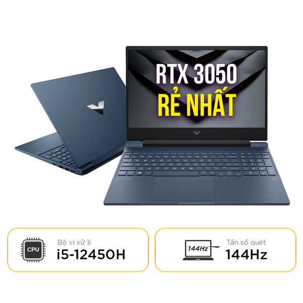 Laptop - Máy tính xách tay HP Gaming Victus 15-fa0033dx (Core i5-12450H/ RAM 8GB/ SSD 512GB/ RTX 3050 4GB/ 15.6