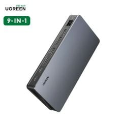 Hub USB-C Đa Năng UGREEN 90912 Hỗ Trợ 4K@60Hz và USB 3.1 2xUSB-A 3.2, USB-C 3.2, 2xHDMI, 2xDP, RJ45 Gigabit,PD