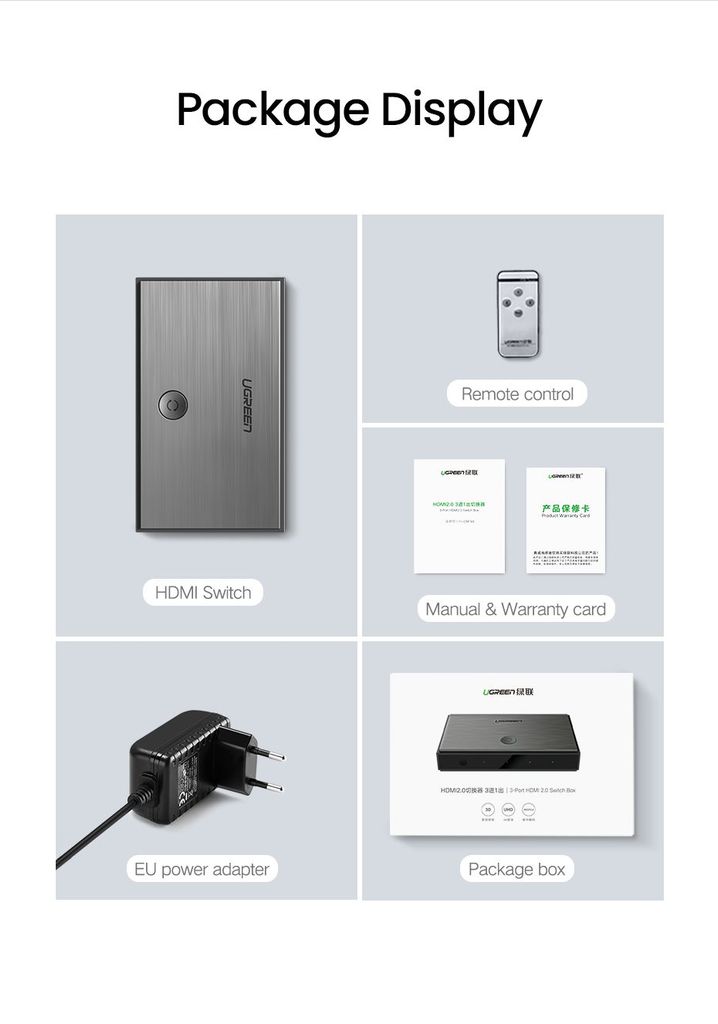 Bộ Switch HDMI 3 Cổng Vào 1 Cổng Ra UGREEN CM188 – Giải Pháp Kết Nối Hoàn Hảo