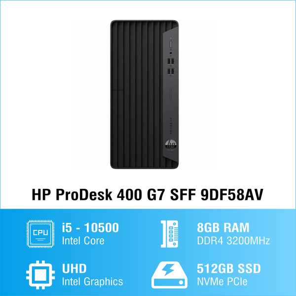 Máy tính đồng bộ HP ProDesk 400 G7 SFF (9DF58AV) i5-10500/RAM 8G/ SSD 512G /ĐEN/W11SL)