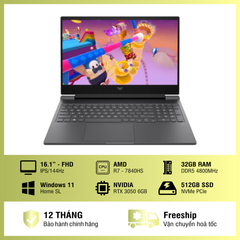 Laptop - Máy tính xách tay HP Gaming Victus 16-s0135AX - 9Q983PA (R7 7840HS/ 32GB/ 512GB SSD/ RTX 3050 6Gb/ 16.1 inch FHD/ 144Hz/ Win11/ Đen)