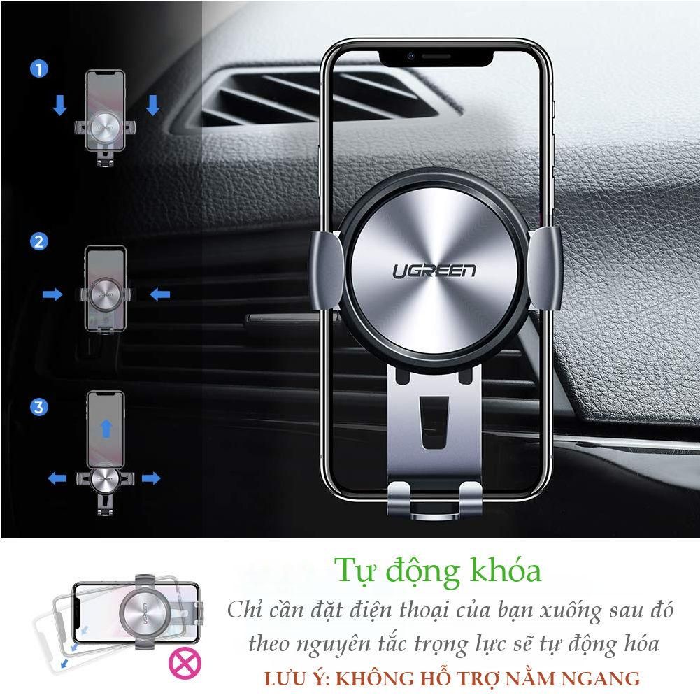 Giá đỡ điện thoại UGREEN LP130 Cắm khe gió điều hòa trên xe hơi kích thước từ 4.7 đến 6.5 inch – Hãng phân phối chính hãng
