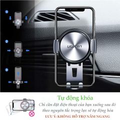 Giá đỡ điện thoại UGREEN LP130 Cắm khe gió điều hòa trên xe hơi kích thước từ 4.7 đến 6.5 inch – Hãng phân phối chính hãng