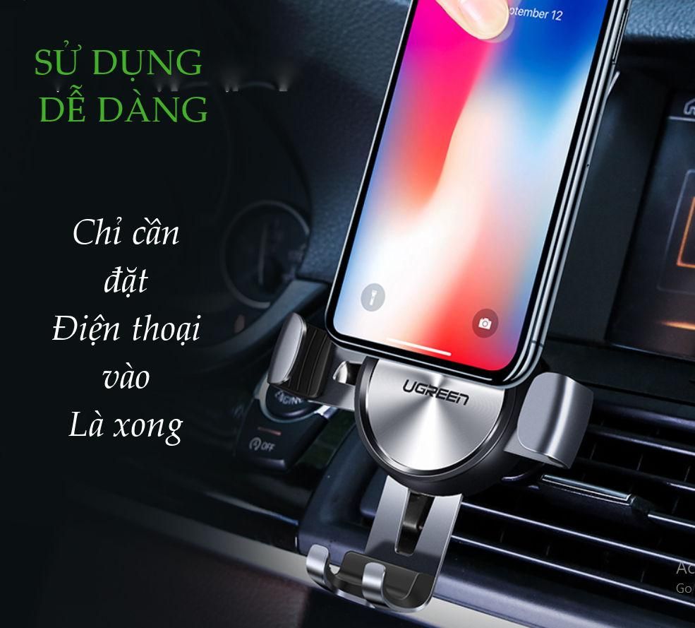 Giá đỡ điện thoại UGREEN LP130 Cắm khe gió điều hòa trên xe hơi kích thước từ 4.7 đến 6.5 inch – Hãng phân phối chính hãng