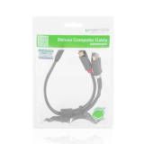 Cáp âm thanh chuyển jack 3.5mm sang 2 đầu hoa sen RCA dài 20CM UGREEN AV109 10547 (màu đen)
