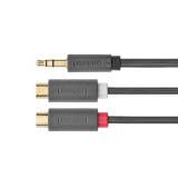 Cáp âm thanh chuyển jack 3.5mm sang 2 đầu hoa sen RCA dài 20CM UGREEN AV109 10547 (màu đen)