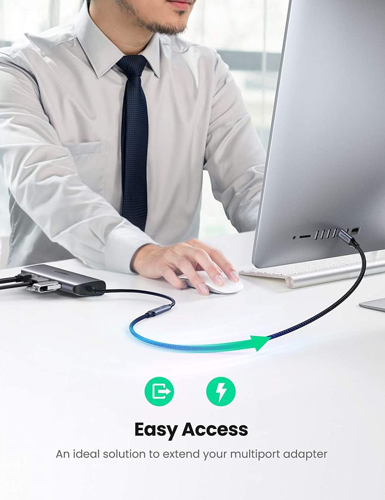Cáp sạc nhanh nối dài USB Type C Thunderbolt 3 Ugreen US372