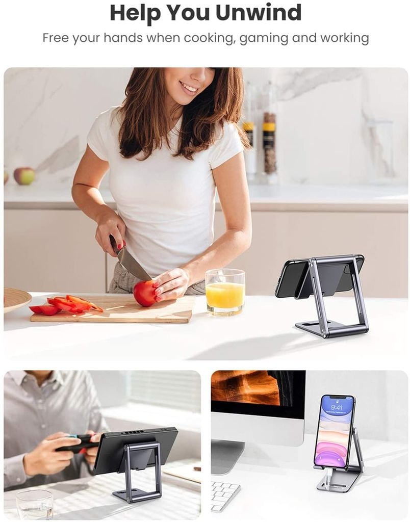 Giá đỡ điện thoại UGREEN LP263 – Khung kim loại chắn chắn, đế silicon chống trơn trượt