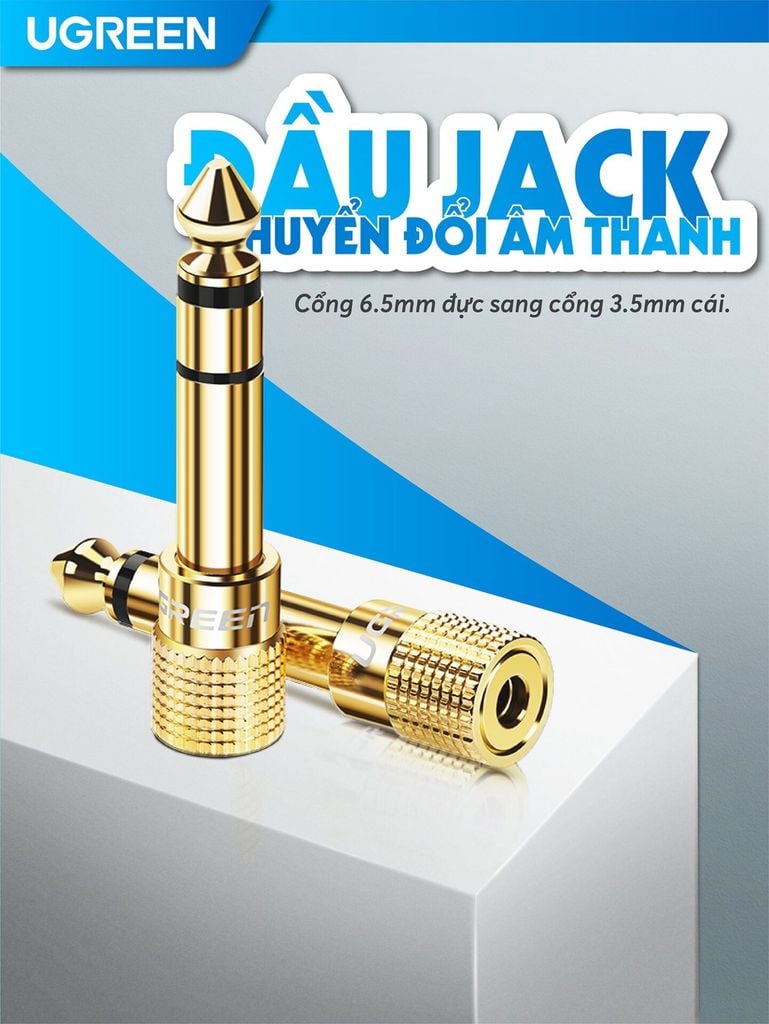 Đầu jack chuyển đổi âm thanh từ cổng 3.5mm cái sang cổng 6.5mm đực chính hãng UGREEN 20503