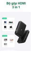 Bộ gộp HDMI 3 vào 1 UGREEN 80125 – Hỗ trợ phân giải Ultra Full HDR 4K 3840×2160@30Hz – Cấp nguồn cổng Micro USB 5V