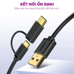 Dây USB đa năng 2 trong 1 đầu ra Micro-USB và USB Type C dài 0.25-2M UGREEN US142