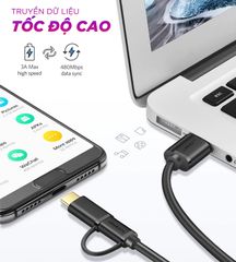 Dây USB đa năng 2 trong 1 đầu ra Micro-USB và USB Type C dài 0.25-2M UGREEN US142