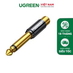 Đầu chuyển âm thanh UGREEN AV169 – Chuyển từ RCA sang 6.5mm – Đầu cáp mạ vàng, chống suy hao tín hiệu –  Hàng phân phối chính hãng – Bảo hành 18 tháng