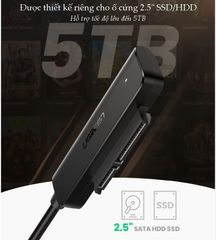 Cáp chuyển đổi USB 3.0 / USB type C sang Sata (7+15) cho ổ cứng ngoài SSD HDD 2.5 inch dài 50cm UGREEN CM321