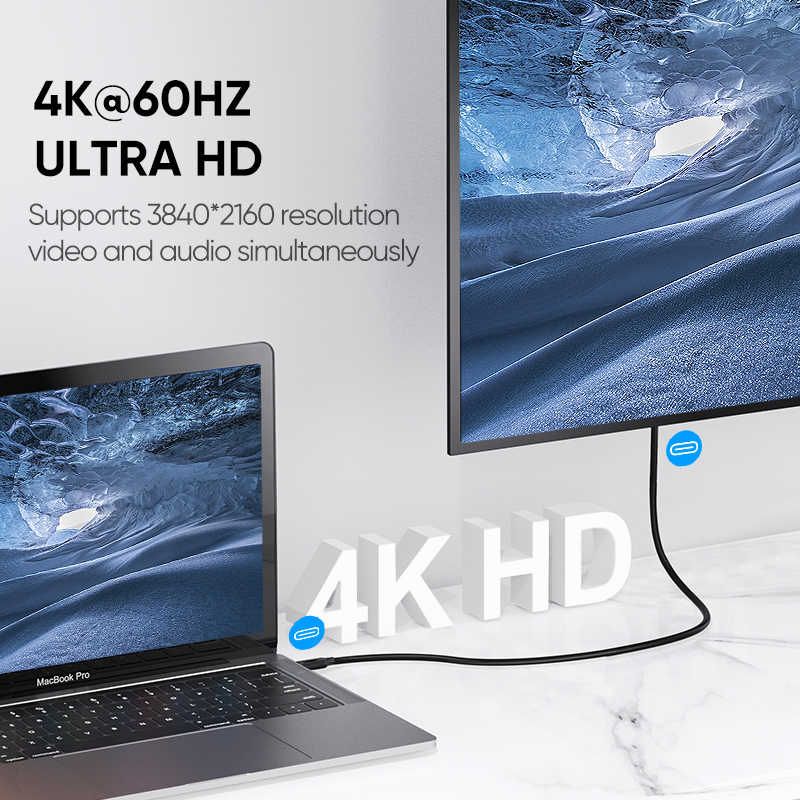 Cáp sạc nhanh PD100W UGREEN US266 Sạc nhanh dòng 5A Tốc độ truyền dữ liệu 10Gpbs – Hỗ trợ độ phân giải 4K@60Hz