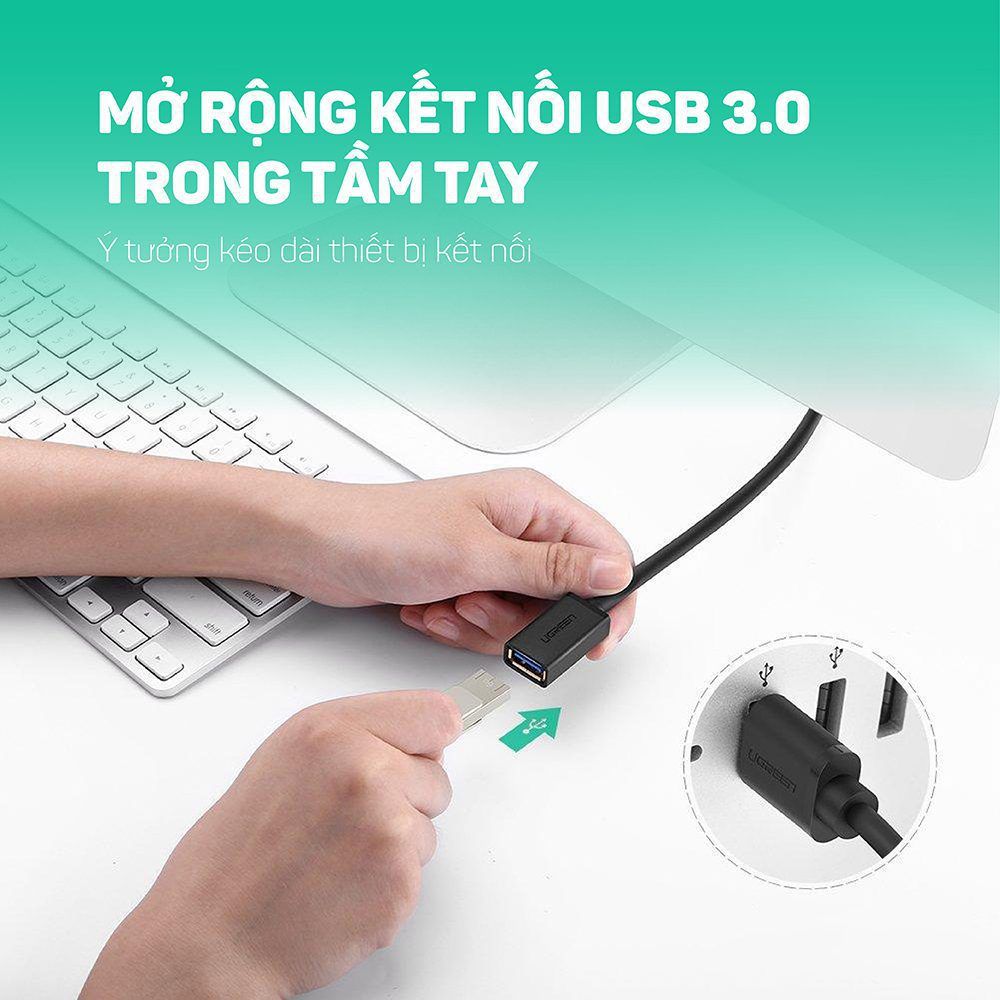 Dây nối dài USB 3.0 UGREEN US129  Tốc độ truyền tải 5Gbps dài 1 - 5m