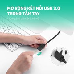 Dây nối dài USB 3.0 UGREEN US129  Tốc độ truyền tải 5Gbps dài 1 - 5m