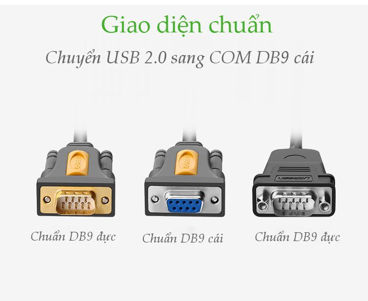 Dây cáp lập trình cổng COM USB 2.0 sang DB9 RS-232 UGREEN CR104