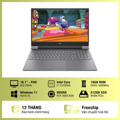 Laptop - Máy tính xách tay HP Victus 16-r0366TX AY8X9PA (i7-13700HX/ Ram 16GB/ SSD 512GB/ RTX 4060 8GB/ Windows 11 Home/ 1Y/ Đen)