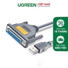 Cáp máy in UGREEN US167 Cổng USB 2.0 sang cổng BD25 Parallel (hỗ trợ đời máy in cũ) – Truyền tải dữ liệu nhanh và ổn định