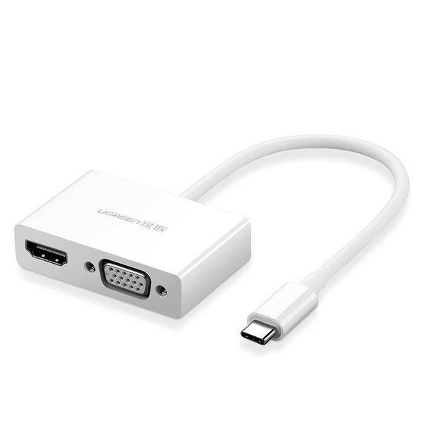 Bộ chuyển đổi Type C sang HDMI và VGA UGREEN MM123 hỗ trọ 4K@30hz, VGA Full HD
