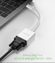 Bộ chuyển đổi Type C sang VGA UGREEN CM140 Hỗ trợ độ phân giải HD