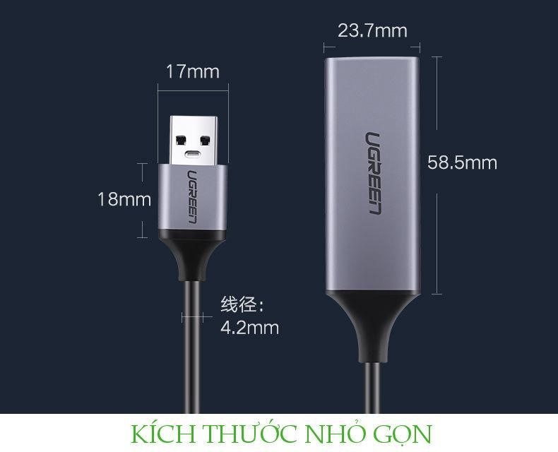 Bộ chuyển đổi USB 3.0 sang mạng LAN UGREEN CM209 Tốc độ truyền 10/100/1000Mbps RJ45 Gigabit Ethernet mở rộng thêm cổng mạng cho máy tính laptop…