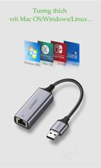 Bộ chuyển đổi USB 3.0 sang mạng LAN UGREEN CM209 Tốc độ truyền 10/100/1000Mbps RJ45 Gigabit Ethernet mở rộng thêm cổng mạng cho máy tính laptop…