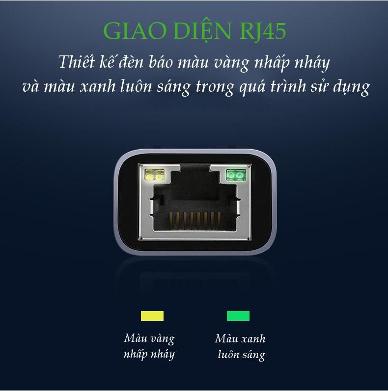 Bộ chuyển đổi USB 3.0 sang mạng LAN UGREEN CM209 Tốc độ truyền 10/100/1000Mbps RJ45 Gigabit Ethernet mở rộng thêm cổng mạng cho máy tính laptop…