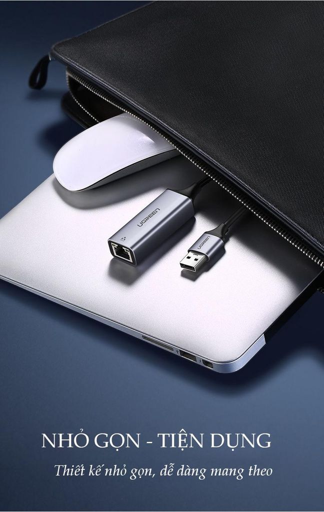 Bộ chuyển đổi USB 3.0 sang mạng LAN UGREEN CM209 Tốc độ truyền 10/100/1000Mbps RJ45 Gigabit Ethernet mở rộng thêm cổng mạng cho máy tính laptop…