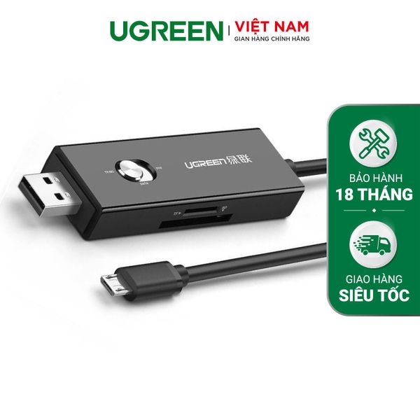 Dây Micro USB sang USB 2.0 hỗ trợ 3 chức năng trong 1 (Đọc thẻ SD/TF – Sạc và truyền dữ liệu – OTG) UGREEN 30518