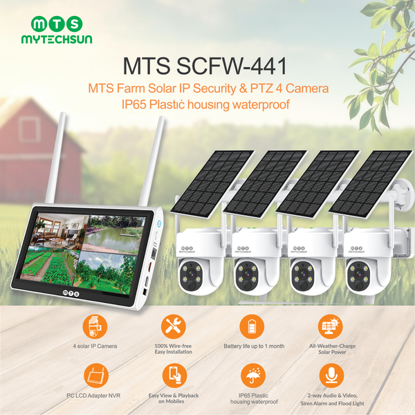 4 Bộ camera năng lượng mặt trời MTS SCFW-441 Farm Solar IP Security & PTZ Camera - Mytechsun