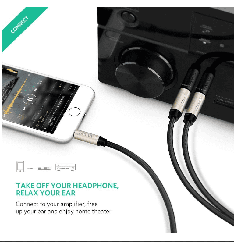 Cáp chia 1 đầu 3.5mm sang 2 đầu 6.5mm UGREEN AV126