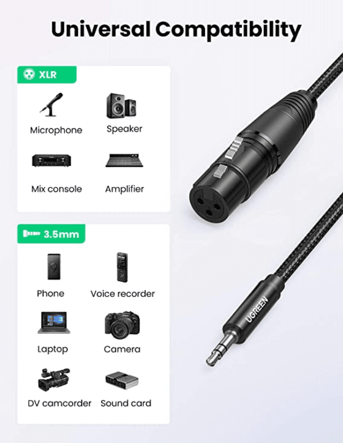 Cáp Audio 3.5mm sang Canon Female (XLR) UGREEN AV182